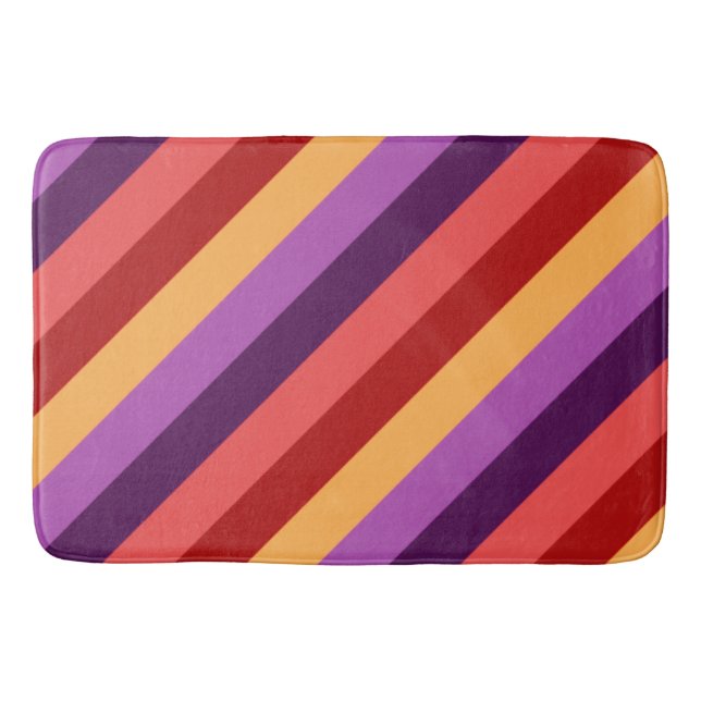 Tapete De Banheiro Cherry Red Violet Stripes Grande Bath Mat (Frente)