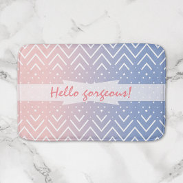 Tapete De Banheiro Chevron Azul Cor-de-Rosa Elegante Altamente Gordo