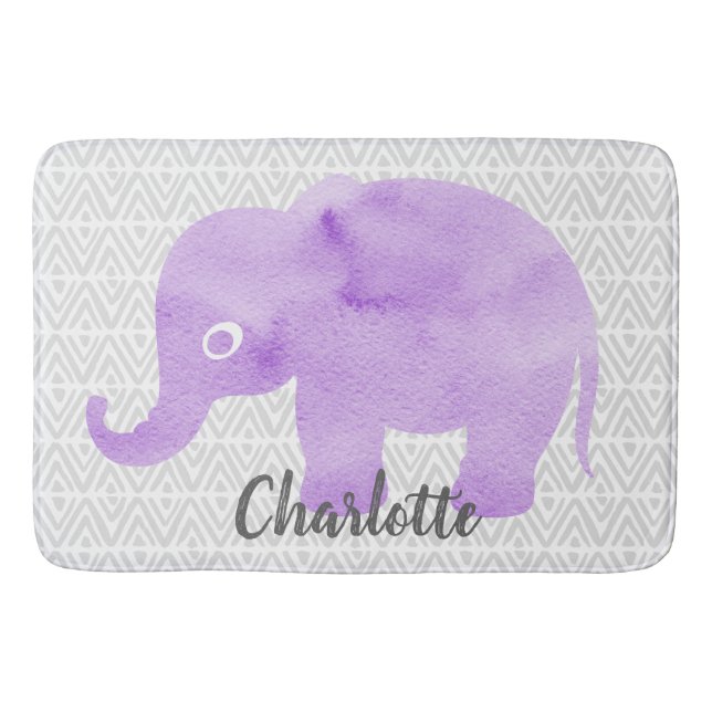 Tapete De Banheiro Chevron Primitivo Do Elefante De Aquarelas Shibori (Frente)