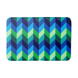 Tapete De Banheiro Chevrons Verdes Azuis Malha Média