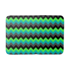 Tapete De Banheiro Chevrons Verdes Pretos Pastilhas Média Bath Mat