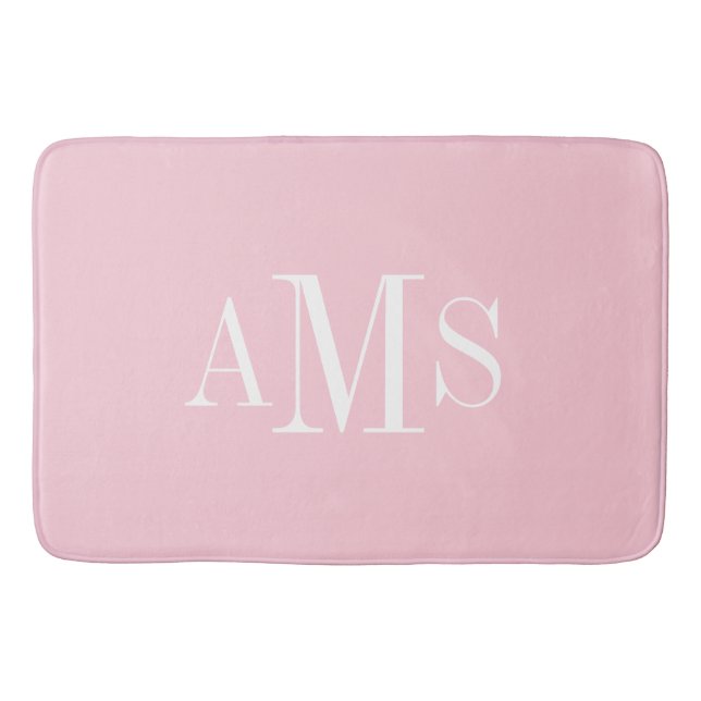 TAPETE DE BANHEIRO CHIC BATH MAT_BONITO PINK SOLID/ WHITE /MONOGRAM (Frente)