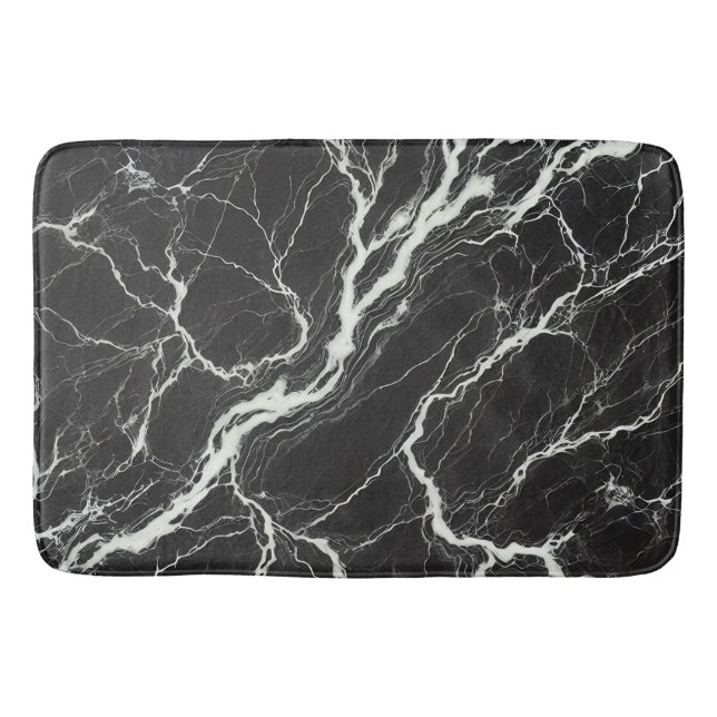 Tapete De Banheiro Chic Black & White Marble Look Glamor (Frente)
