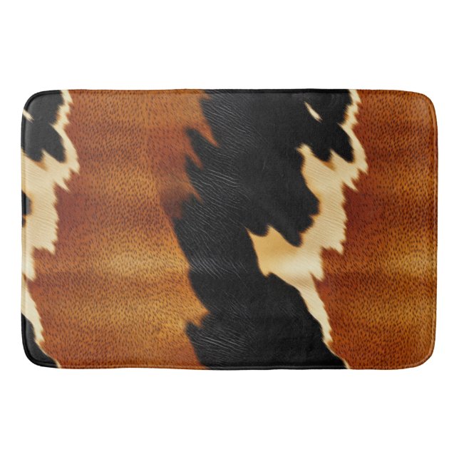Tapete De Banheiro Chic Brown Black Cream Western Cowhide (Frente)