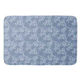 Tapete De Banheiro Chic Indigo Blue Ethnic Floral Mat