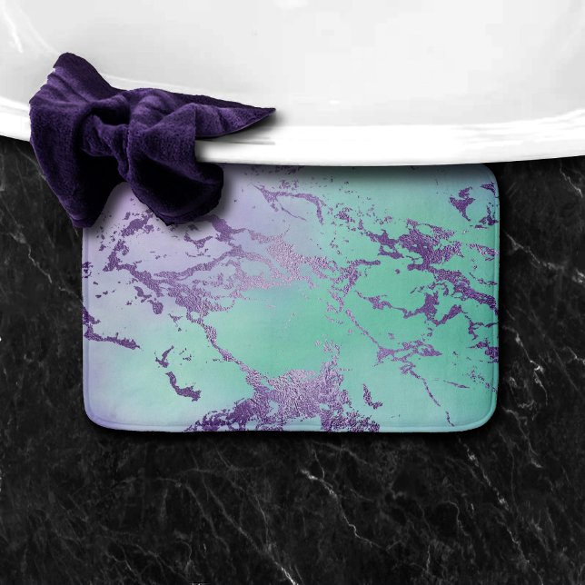 Tapete De Banheiro Chic Marble | Lavanda Roxo e Mint Verde (Criador carregado)