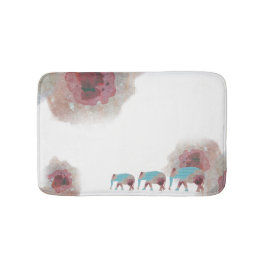 Tapete De Banheiro Chic Watercolor Floral E Elefante Bath Mat