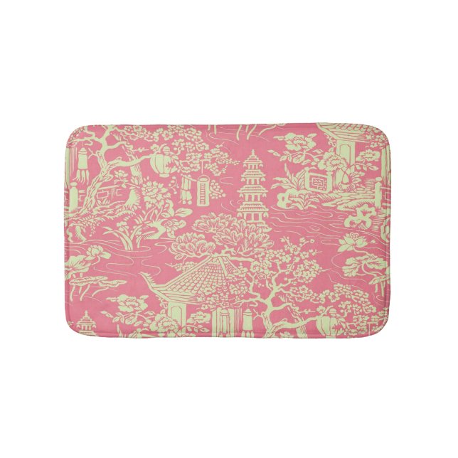Tapete De Banheiro Chinoiserie Moderna Bath Mat Rosa (frente)
