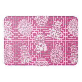 Tapete De Banheiro Chinoiserie Pagoda – Hot Pink Preppy Asian Garden