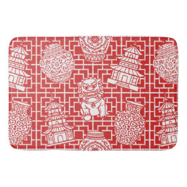 Tapete De Banheiro Chinoiserie Pagoda – Red Preppy Asian Garden