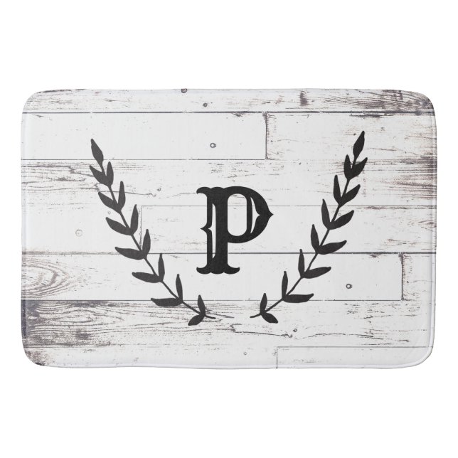 Tapete De Banheiro Chique Russo de Madeira Branca Laurel Country (Frente)