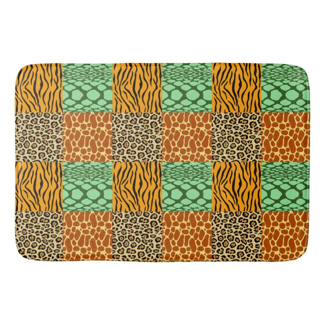 Tapete De Banheiro Chita, Girafa, Tigre e Cobra (Frente)