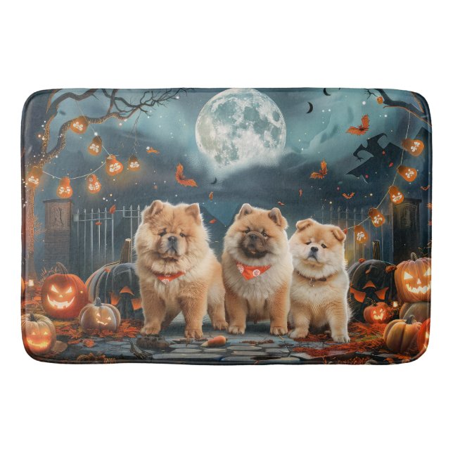 Tapete De Banheiro Chow Chow Halloween Spooky (Frente)