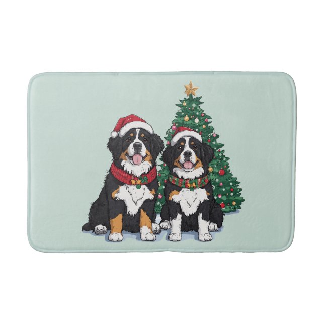 Tapete De Banheiro Christmas Bernese Mountain Dogs (Frente)