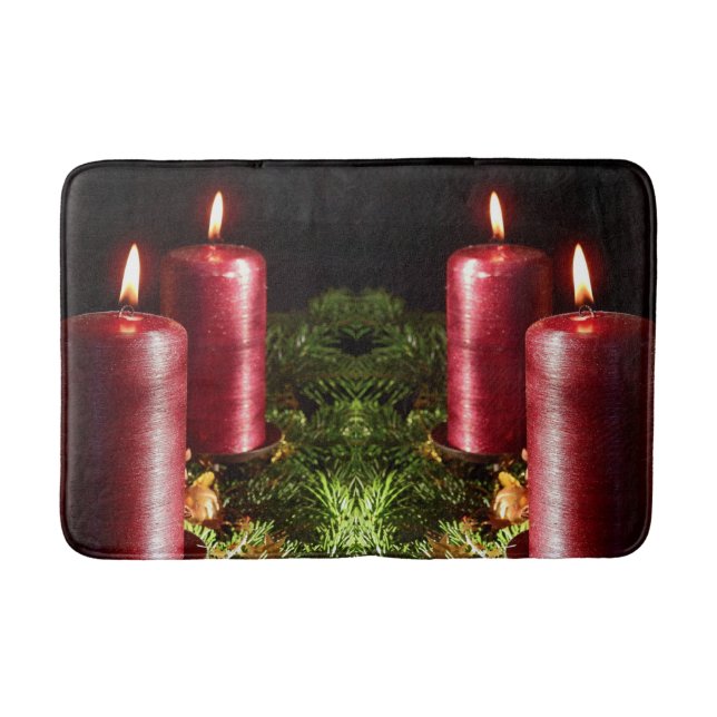 Tapete De Banheiro Christmas Celebration Red Candles Winter Holidays (Frente)