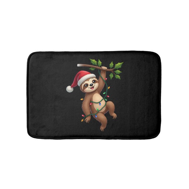Tapete De Banheiro Christmas Lights Sloth Wearing Xmas Hat - Sloth Lo (frente)