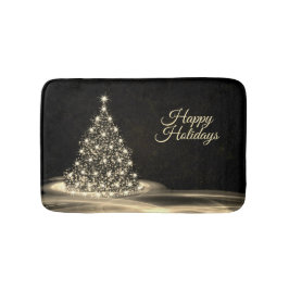 Tapete De Banheiro Christmas Party Golden Shiny Tree Winter Black
