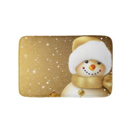 Tapete De Banheiro Christmas Party Golden Snowman Snowflakes Holidays