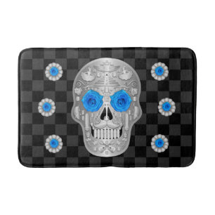 Tapete De Banheiro Chrome Calavera (Rosa Azul) Bath Mat