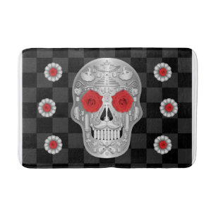 Tapete De Banheiro Chrome Calavera (Rosa vermelha) Bath Mat
