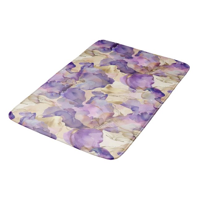 Tapete De Banheiro Chuva de Noiva Floral Íris Roxo Romântico Dourado (Angulado)