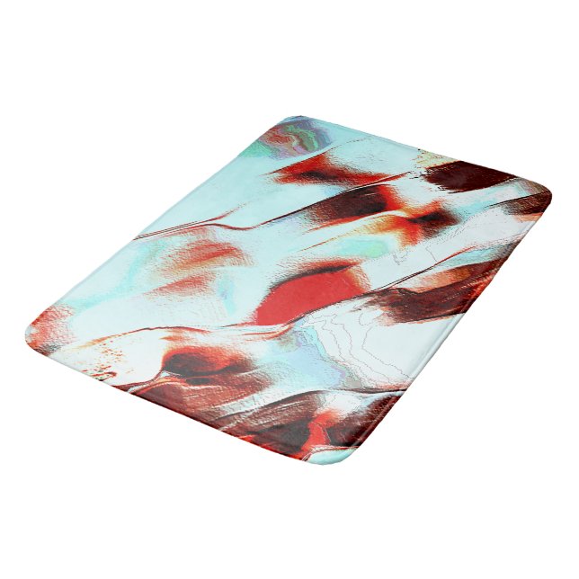 Tapete De Banheiro Ciano claro e vermelho forte (Angulado)