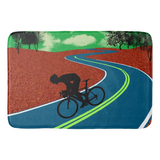 Tapete De Banheiro Ciclista na estrada curvada (Frente)