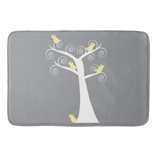 Tapete De Banheiro Cinco aves amarelas em uma árvore (Frente)