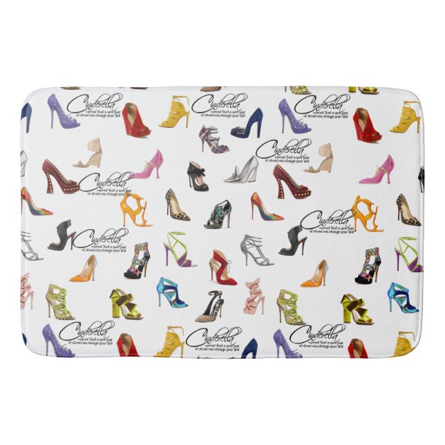 Tapete De Banheiro Cinderella Quote Calçados Salta Bombas (Frente)