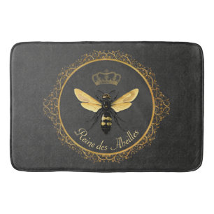 Tapete De Banheiro Cinza de abelhas da rainha Elegante Dourada Amarel