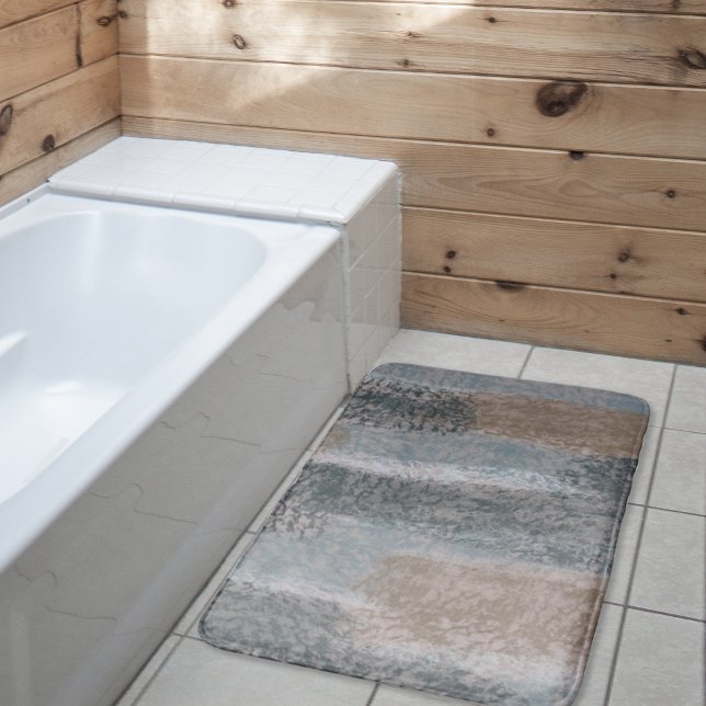 Tapete De Banheiro Cinza de Matizes Suaves abstrato Azul e Castanho (Criador carregado)