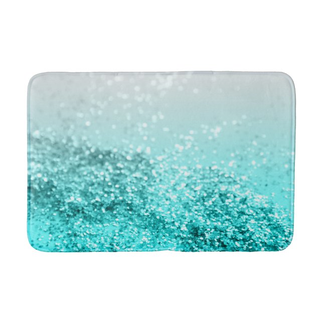 Tapete De Banheiro Cinza de Prata - Glitter no Oceano Teal #1 (Frente)