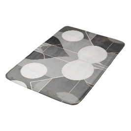 Tapete De Banheiro Cinza e Design Geométrico Branco com Linhas Círcul