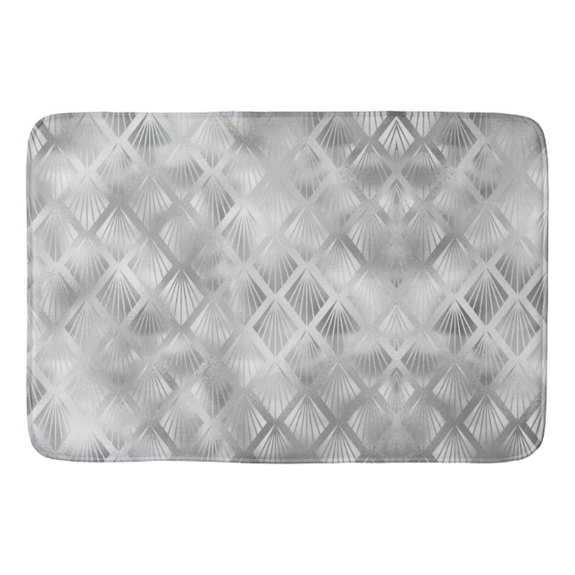 Tapete De Banheiro Cinza Geométrico Bath Mat (Frente)
