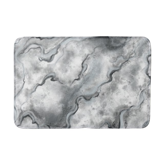 Tapete De Banheiro Cinza Marble Bath Mat Rug (Frente)