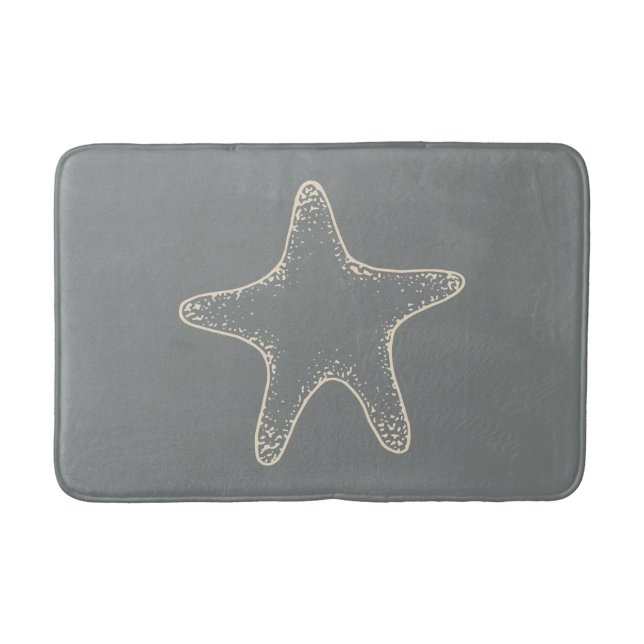 Tapete De Banheiro Cinza Praia Starfish Banheiro Bath Mat Náutico (Frente)