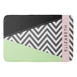 Tapete De Banheiro Cinza Zigzag, Cinza Chevron, Mint, Seu Nome