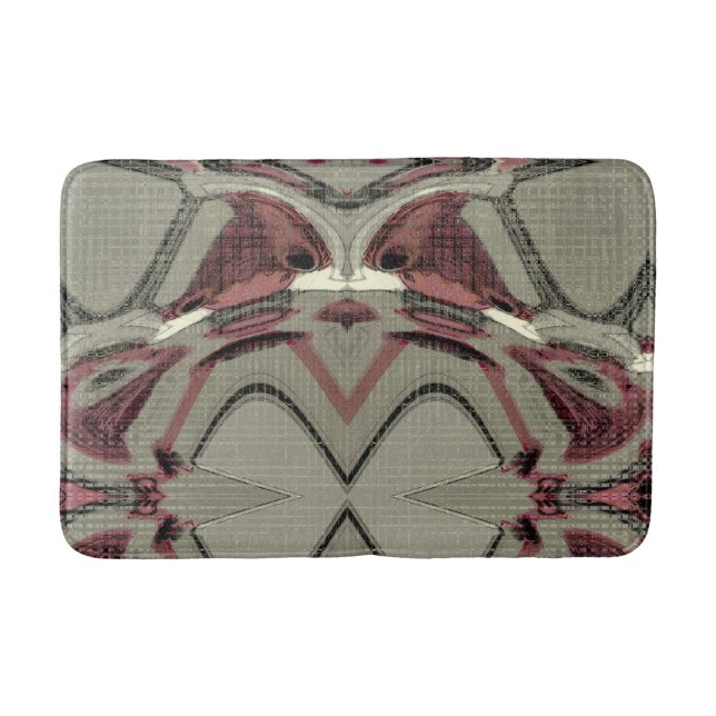 Tapete De Banheiro Cinzas e Arte Abstrato Vermelha (Frente)