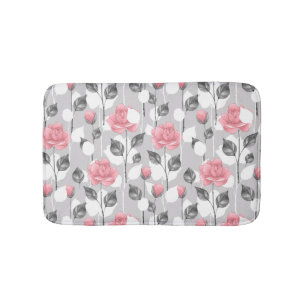 Tapete De Banheiro Cinzas e rosa. Teste padrão floral