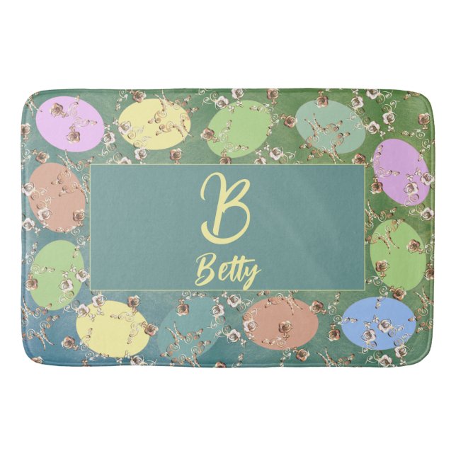 Tapete De Banheiro Cinzas páscoas Pálidas Ovos e Rosas de Pastas (Frente)