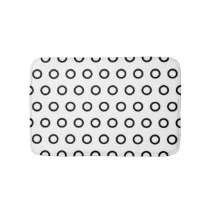 Tapete De Banheiro Círculos Branco e Preto