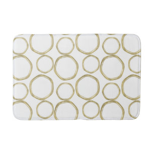 Tapete De Banheiro Círculos Dourados Em Branco Moderno