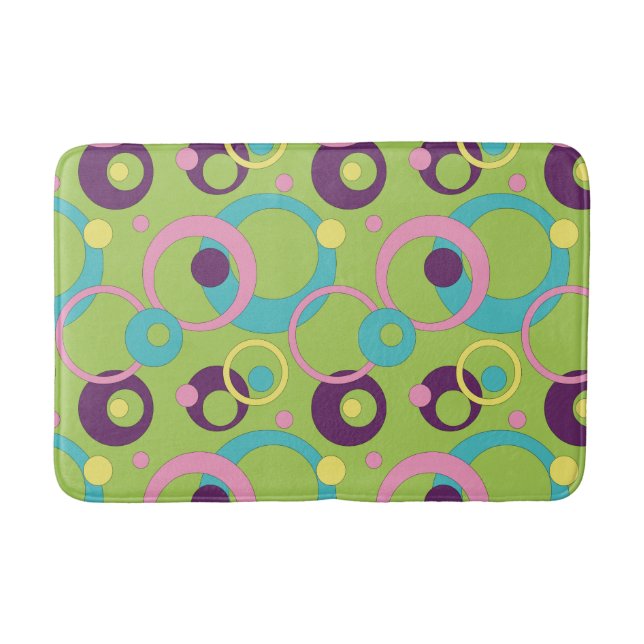 Tapete De Banheiro Círculos verdes fungos Bath Mat (Frente)
