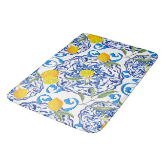 Tapete De Banheiro Citrinos de Verão,boho,bohemiano,floral mediterrân