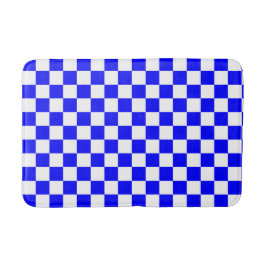 Tapete De Banheiro Classic Blue with White Square Pattern