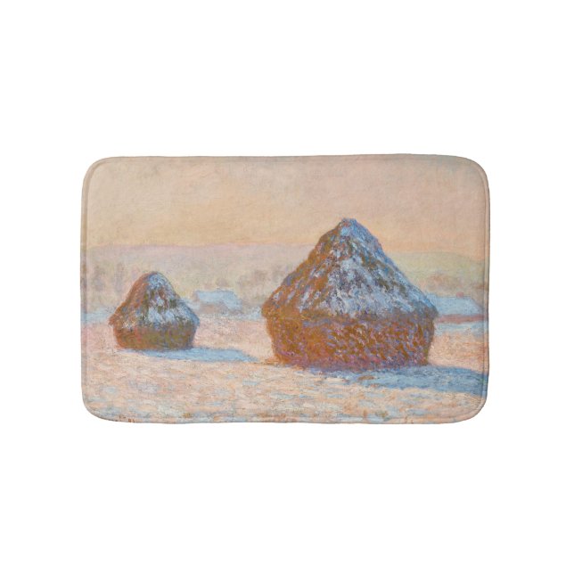 Tapete De Banheiro Claude Monet - Wheatstacks, Efeito da Neve, Manhã (frente)