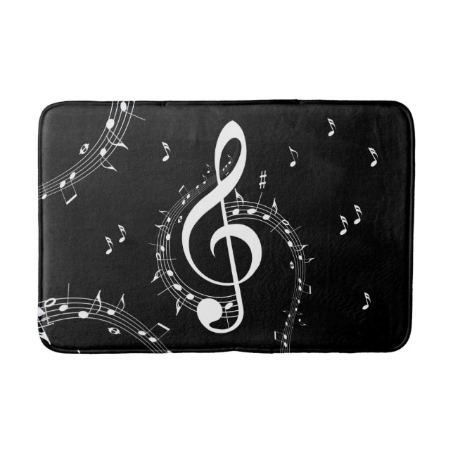 Tapete De Banheiro Climacic G Clef Music Black (Frente)