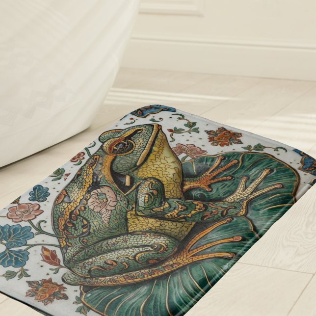Tapete De Banheiro Cloisonne Frog on Lily Pad (Criador carregado)
