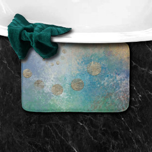 Tapete De Banheiro Coastal Grunge Azul e Verde Dourado