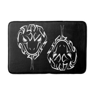 Tapete De Banheiro Cobra de Tribal Negro e Branco